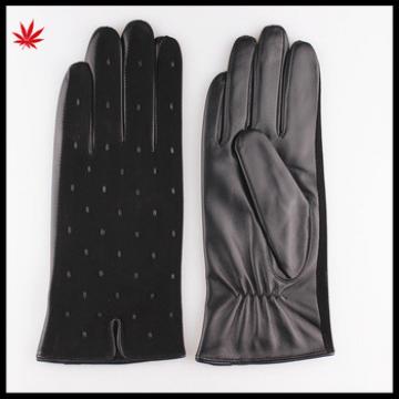 Women &#39;s Brown suede leather gloves with Dot design