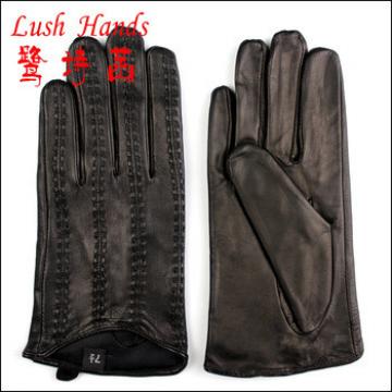 Smartphone genuine leather gloves with serging stitch on back