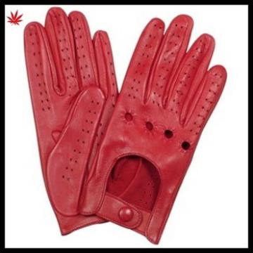 women dressing fashion sexy short red leather driver glove