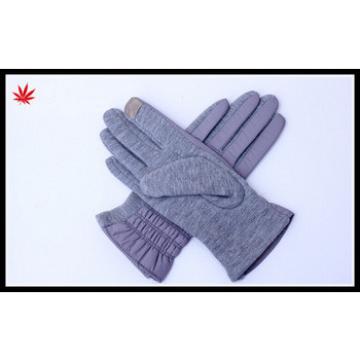 ladies grey feather cloth touch finger hand gloves
