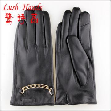 ladies touch screen leather gloves with The chain accessories