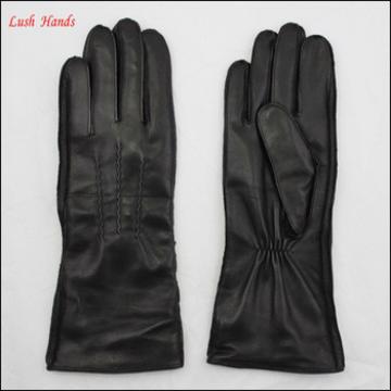 2016 high quality ladies long leather gloves lining wool