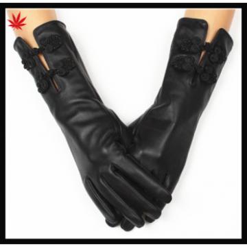 Women Laced Extreme Long Leather Gloves