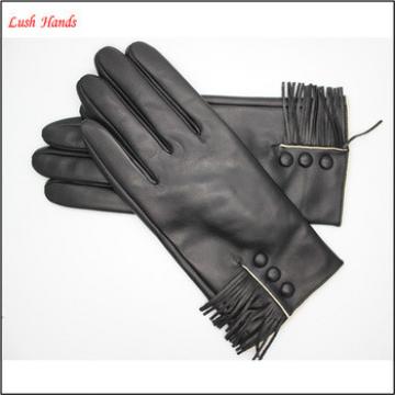 Ladies Popular tassels style genuine leather gloves