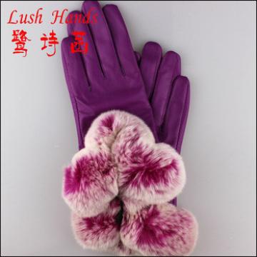 premium sheepskin leather gloves with real Rex Rabbit Fur gloves