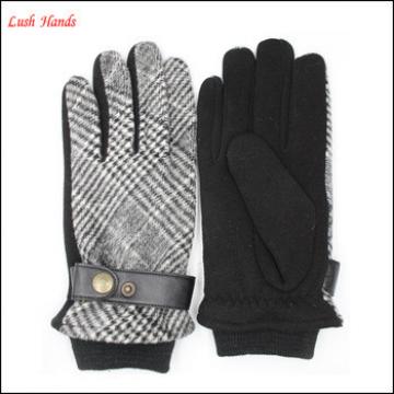 New style men&#39;s gloves made by black and white fabric and spandex velvet gloves