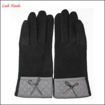 women&#39;s new style woolen leather wrist wholesale gloves