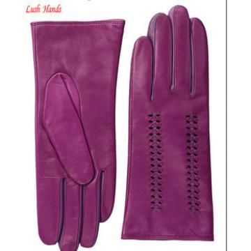 Womens purple churidar stiching designs leather gloves