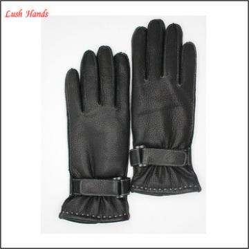 2016 Women&#39;s New Style buckskin Leather Cold Weather Gloves with Belt