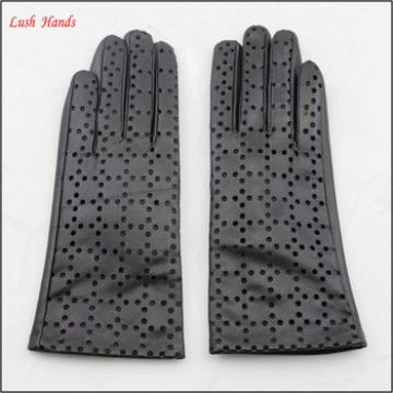 2016 ladies cheap black thin genuine leather hand gloves