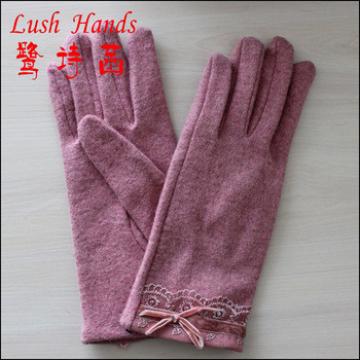High Quality cheap 100% Wool Winter Gloves with bowknot for women
