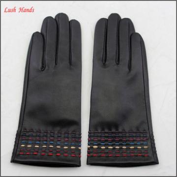 ladies wholesale genuine sheepskin leather hand gloves with colour bar