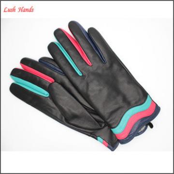ladies fashion genuine sheepskin leather hand gloves colorful with Article color clip
