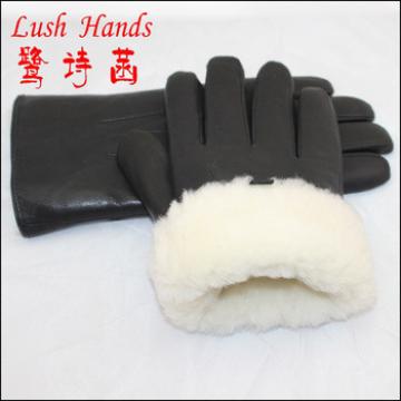 High quality men sheepskin leather glove with sheep shearing and three back muscle