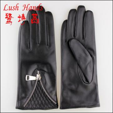 women sheepskin leather gloves with zipper