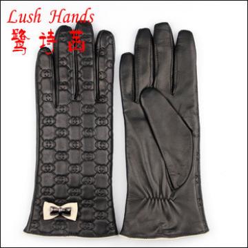 2016 new nappa delicate leather gloves with metal bow
