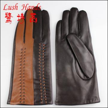 2016 men&#39;s simple double-color leather gloves with stitches
