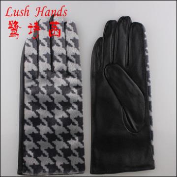 ladies fashion leather gloves with fake fur