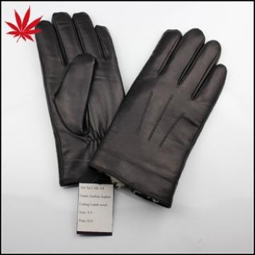 Aniline Leather gloves with lamb wool,fancy leather gloves series for men