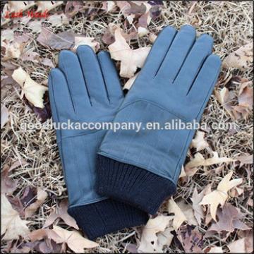 2016 winter leather gloves for men with knitted cuff