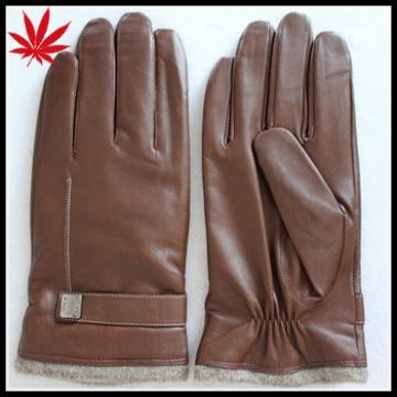Men&#39;s high quality sheepskin brown leather gloves