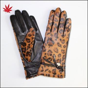 Fashion horse fur women leather gloves