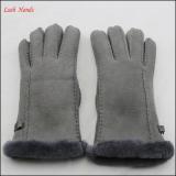 ladies warm winter double face grey hand gloves