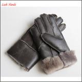 2016 winter men&#39;s brown warm double face hand gloves for wholesale