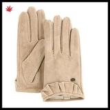 cheap leather glove short style with high quality suede leather glove for women