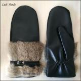 the mitten for fashion women wearing winter genuine leather