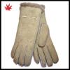 Women soft fashion double face fur lined leather gloves