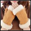 fashion sexy fingerless double face leather glove for ladies