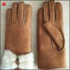 women&#39;s double face sheepskin leather gloves with button