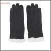 women&#39;s black leather gloves back of hand knitting, palms pig suede