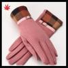 2016 women&#39;s stylish suede gloves with checker cuff