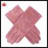 Lady&#39;s pink /grey genuine sheepskin suede gloves