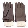 wholesale price brown genuine leather gloves with knit wrist