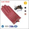 2017 New style ladies red driving leather gloves with breathing hole and rivets of metal