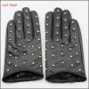 ladies winter thin driving leather hand gloves with nails