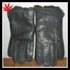 Vintage Mens Dark Gray Leather Gloves With Real Rabbit Fur Lining