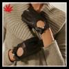 Ladies black driving leather gloves with bowknot 2014