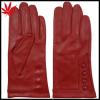 China red womens leather gloves with buttons driving style