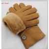Yellow thick double face winter integration fur gloves for men #1 small image