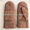 Women mitten double face fur leather gloves factory