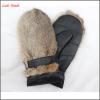 The most warm back rabbit fur gloves mitten leather gloves