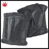 Ruffles-unlined leather fingerless black handwarmer gloves