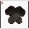 Ladies wholesale leather and fur leather mittens gloves