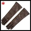 Long Black and Taupe Woven Leather Gloves for women