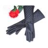 Women long leather gloves new fashion Black Bow leather gloves