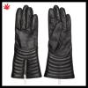 women&#39;s biker black wool lined leather gloves with zipper